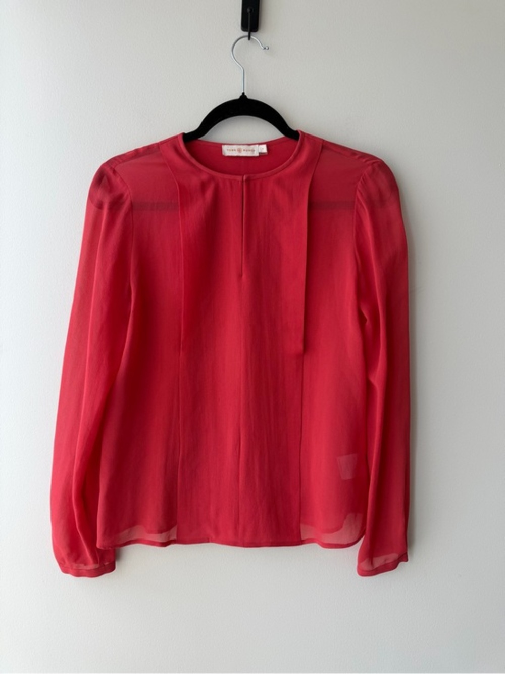 Tory Burch Red Silk Keyhole Blouse